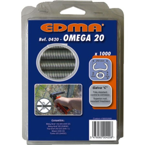 AGRAFE OMEGA 20 GALVA A BOITE DE 200...