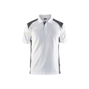 POLO PIQUE BLANC/GRIS FONCE XS