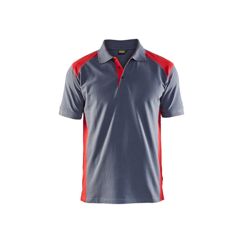 POLO PIQUE GRIS CLAIR/ROUGE 4XL
