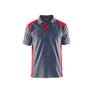 POLO PIQUE GRIS CLAIR/ROUGE L