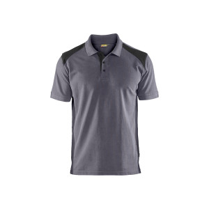 POLO PIQUE GRIS MOYEN/NOIR XL