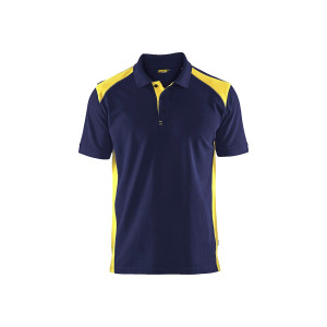 POLO PIQUE MARINE/JAUNE FLUO L