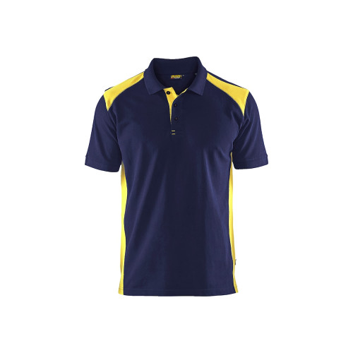 POLO PIQUE MARINE/JAUNE FLUO S