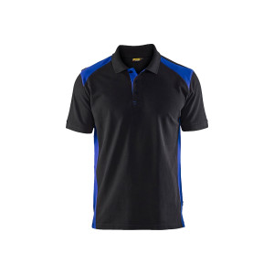 POLO PIQUE NOIR/BLEU ROI XS