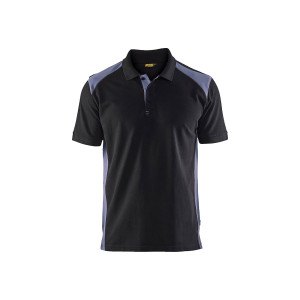 POLO PIQUE NOIR/GRIS CLAIR 4XL