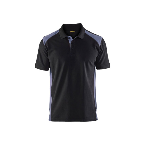 POLO PIQUE NOIR/GRIS CLAIR M